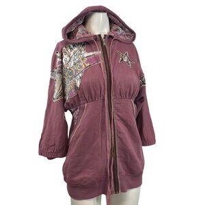 Libertalia Women's Hoodie Hooded sweatshirt graphic motorcycles MEDIUM 90'S Y2K